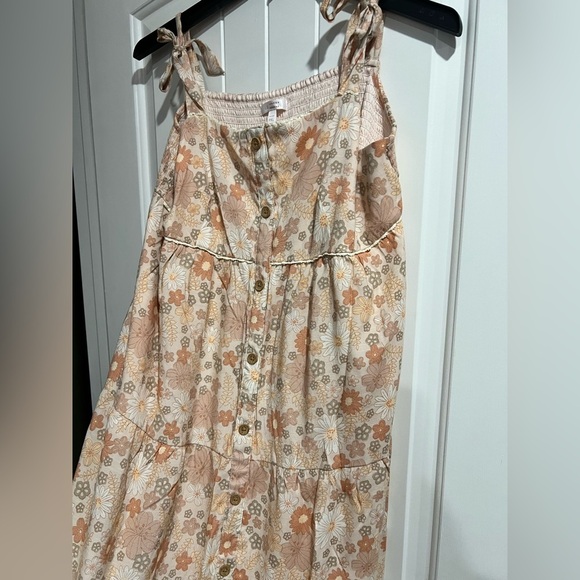 LC Lauren Conrad tan peach flower floral dress petite XL PXL - Picture 3 of 12